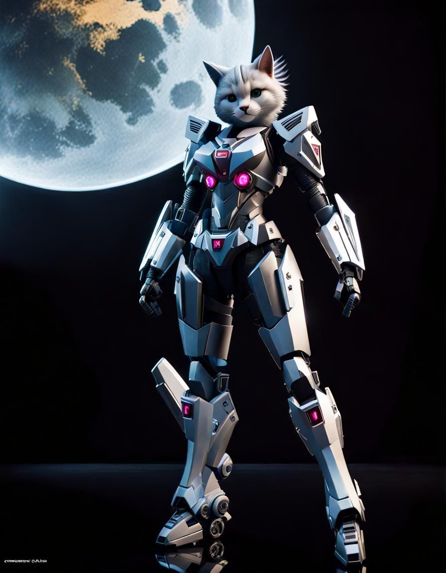 Cybertronian Chartreux Cat Robot: Cinematic Film Still