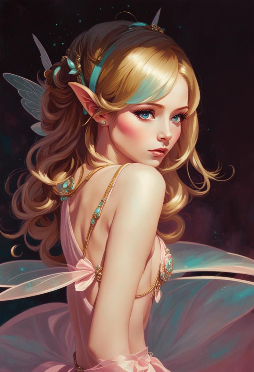 Luminescent Fairy Portrait in Art Nouveau Style