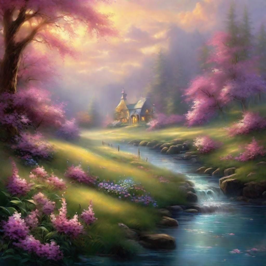 Fluffy Spring Spirits Dancing: A Digital Painting