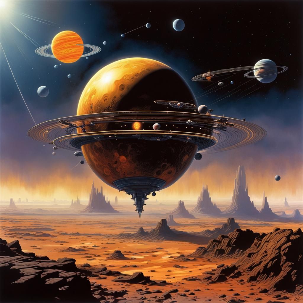 Retro Sci-Fi Solar System Battle in Foss Style