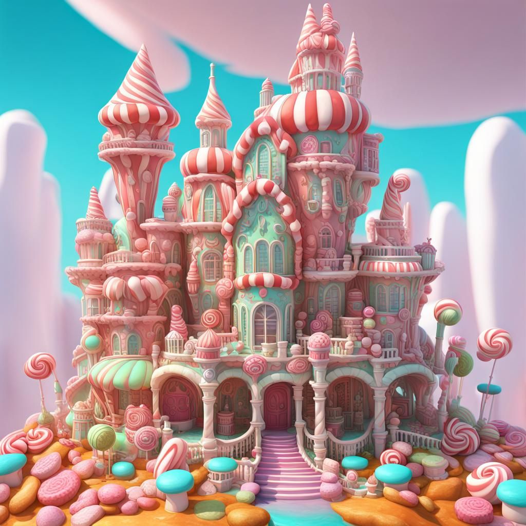 Candy Kingdom: Peppermint Palace in Hyperreal Detail
