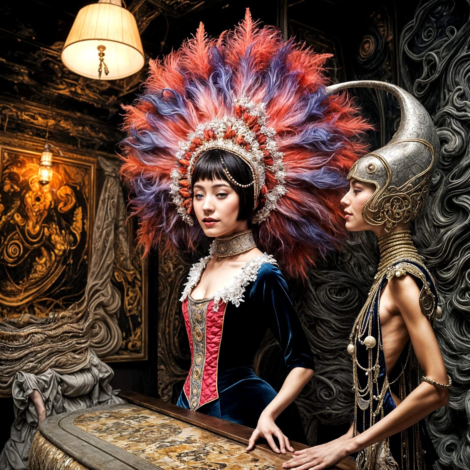 Exotic Aliens Celebrate in Surreal Restaurant