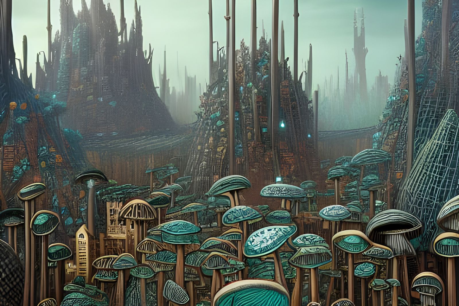 Fantasy Mushroom Metropolis by James Jean