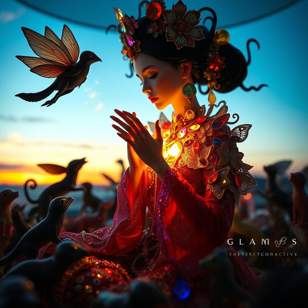 Enameled Glass Figurines in Surreal Bio Art Style