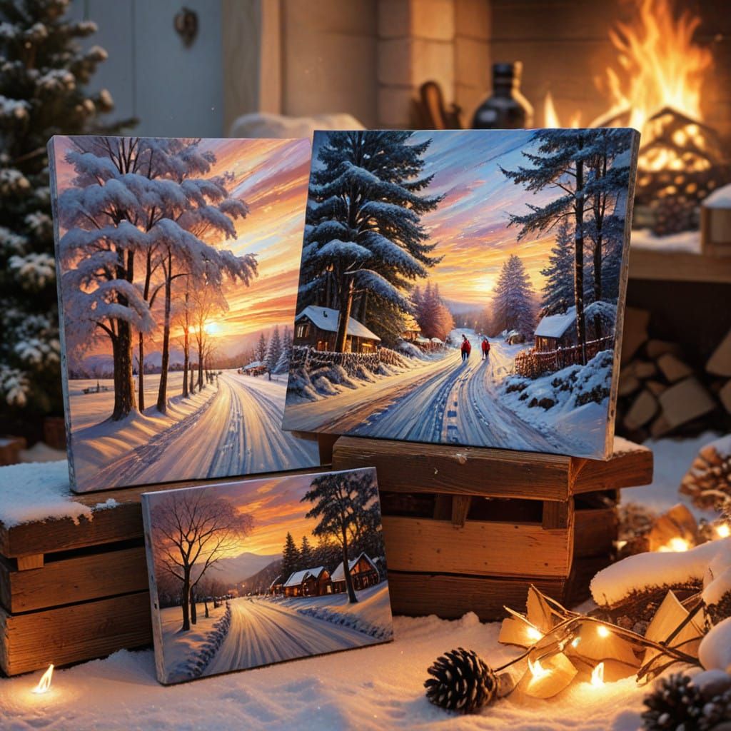 Impasto Winter Landscapes Merge in Vibrant Colors