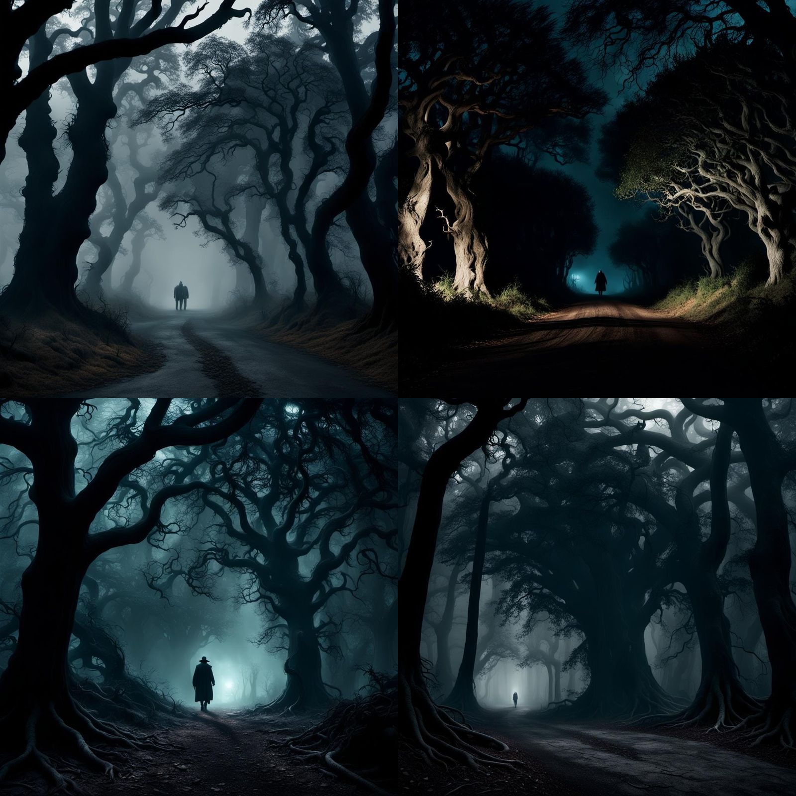 Mysterious, Dark Forest Pathway in Cinematic Style