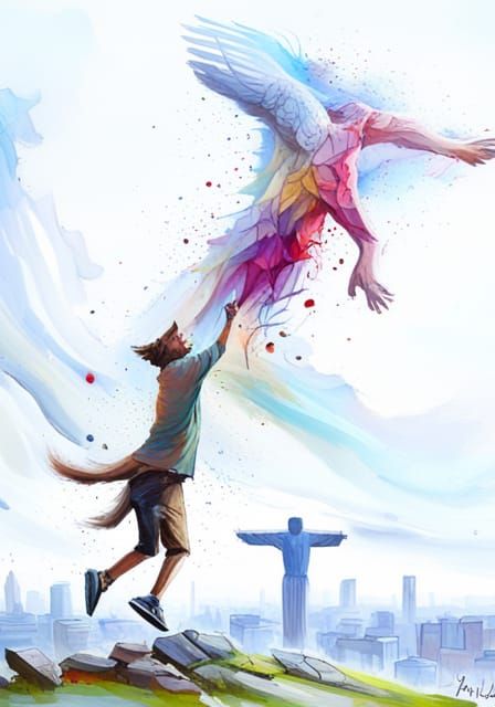 Anthro Wolf Leaping: Graffiti Style Splash Art