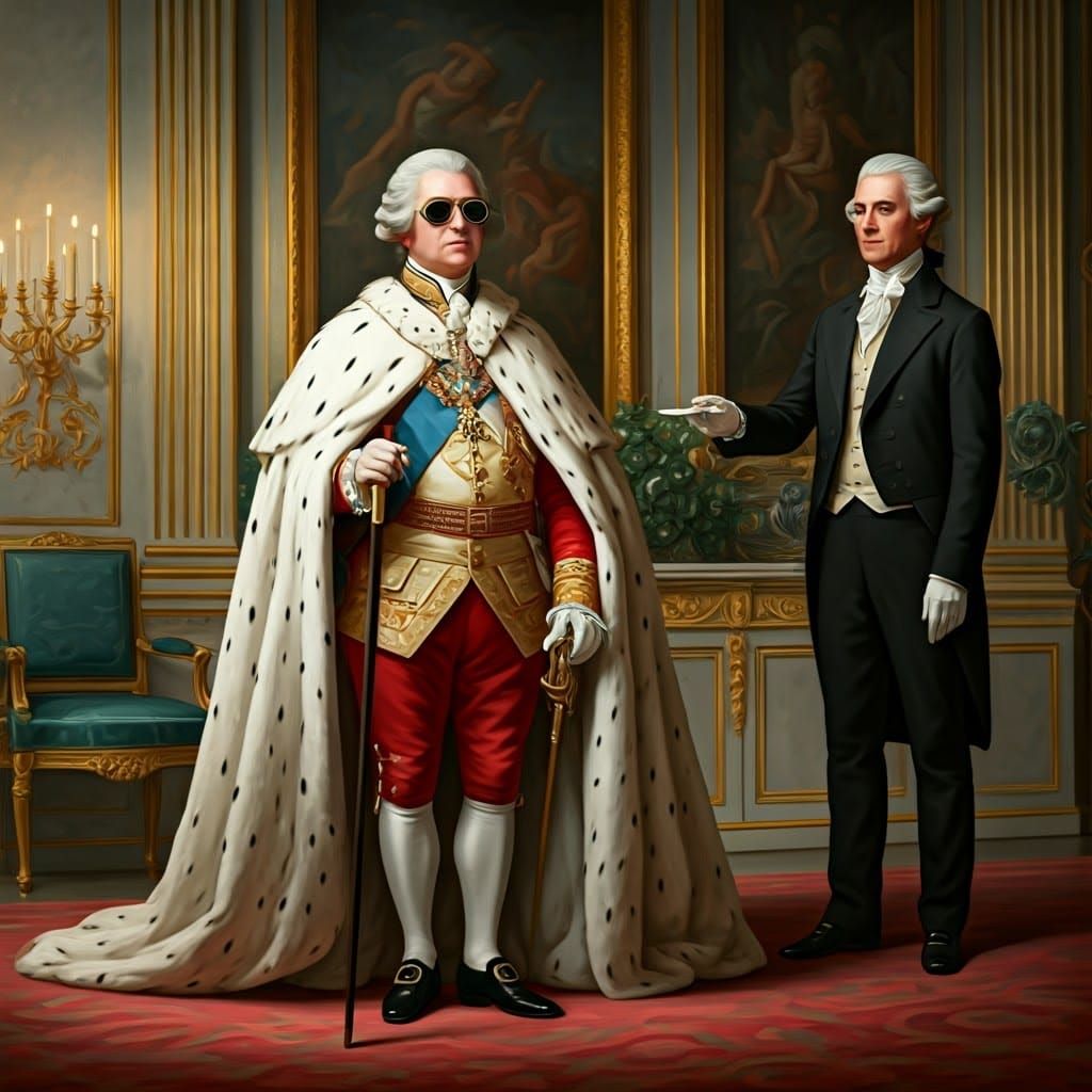 King George III in Opulent Palace Setting, Inspired by Thoma...