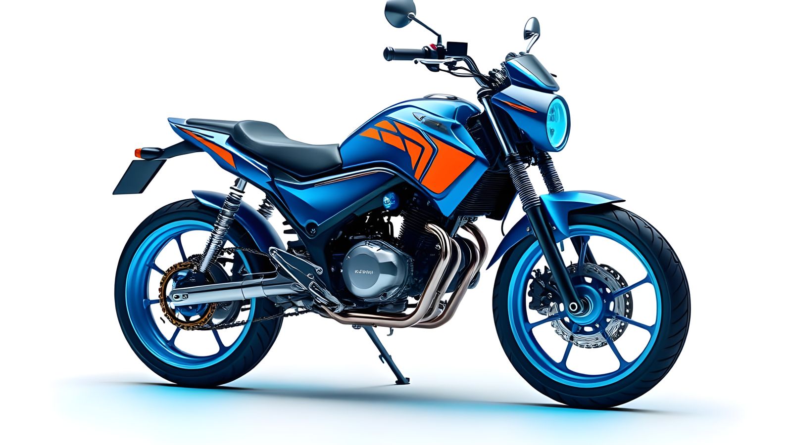 Electric Underbone Motorcycle in Vibrant Blue and Orange