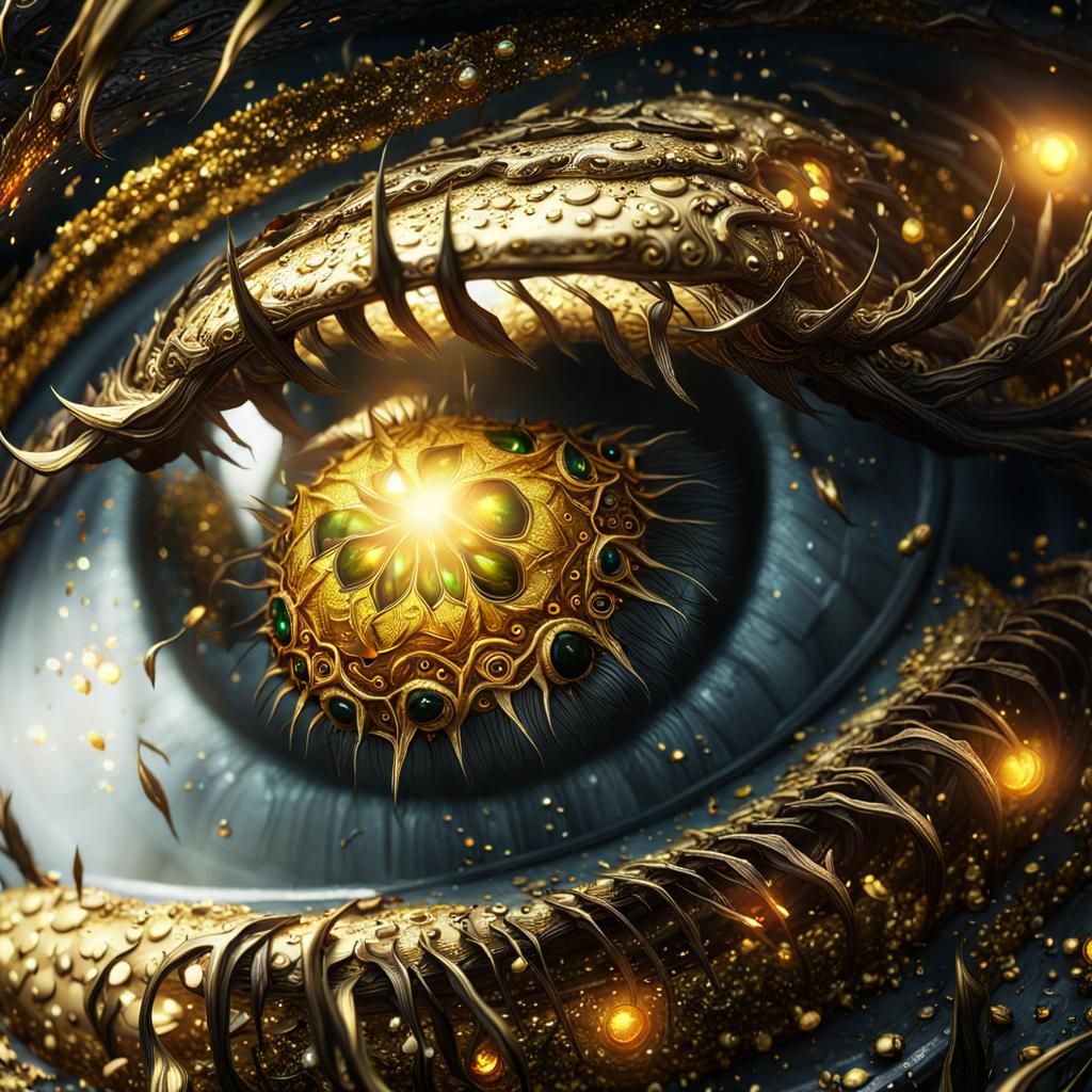 Monster Reflection in Golden Eye, Hyperrealistic