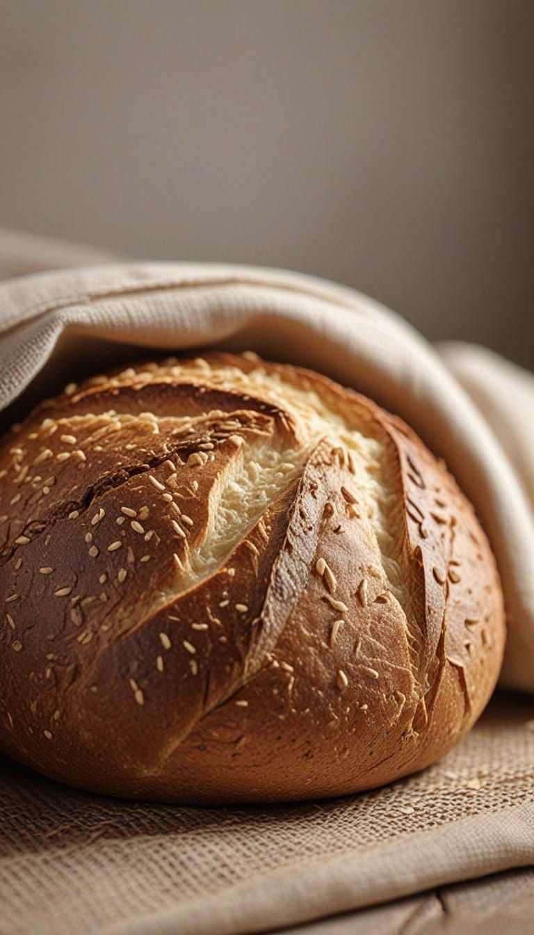 Freshly Baked Bread Photography with Appetizing Crust Textur...