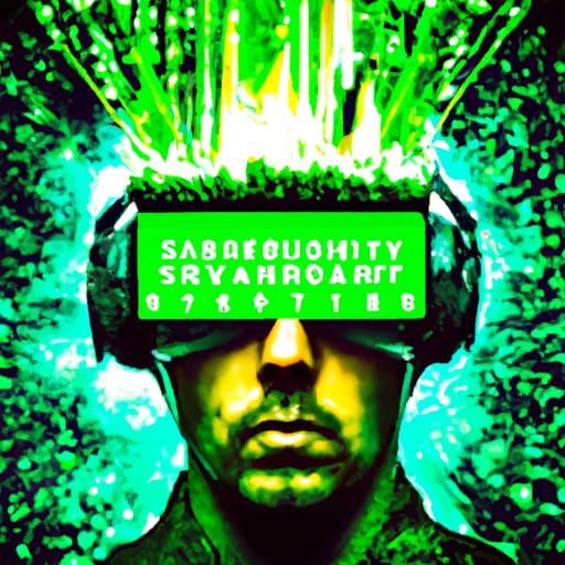 Surreal VR Goggles with Neon Binary Explosion