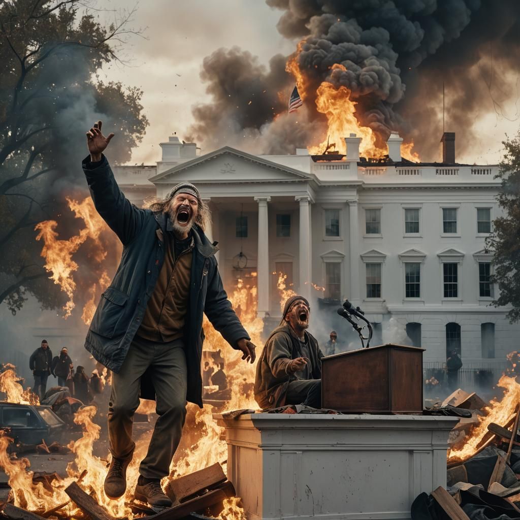 Homeless Man Screams Before Burning White House