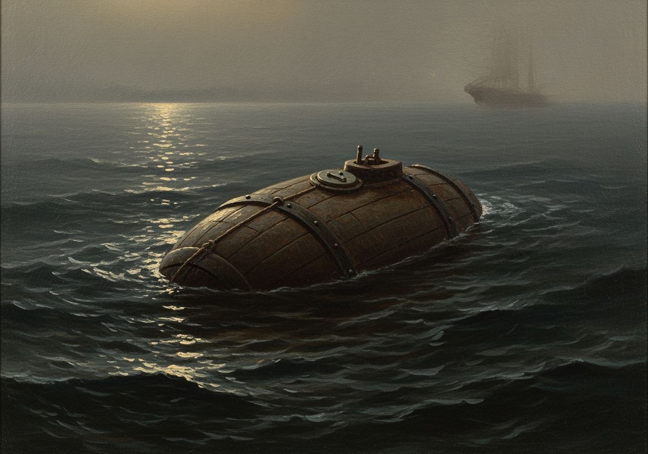 1777 Oil Painting of the First US Submersible