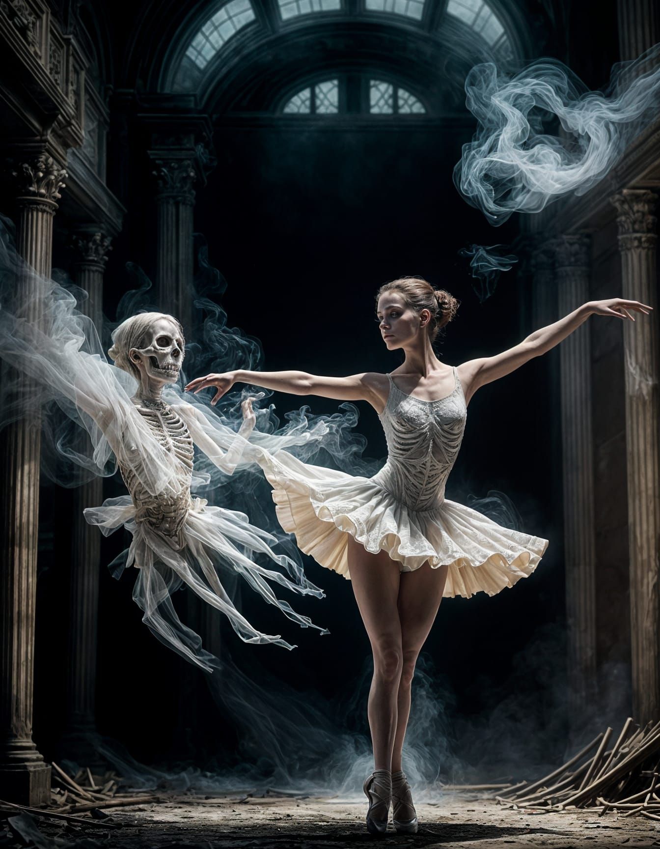 Surreal Ballet Dancer in Ethereal Light and Shadow