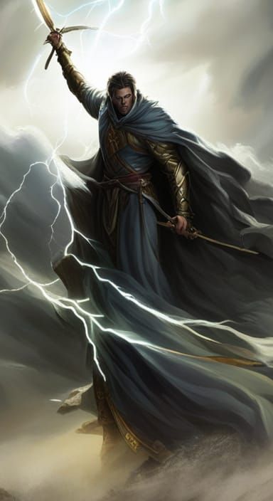 Fierce Ghost Warrior in Stormy Digital Painting