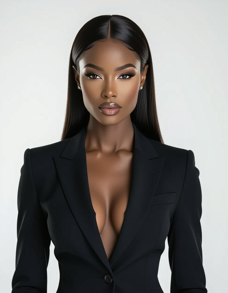 Photorealistic Black Elf Woman In Power Suit
