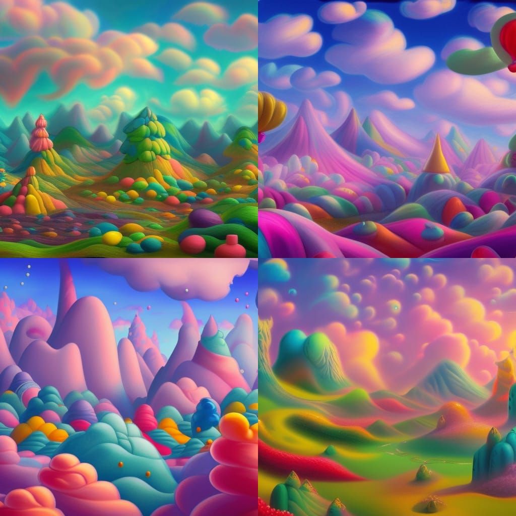 Fantastical Candy Land with Cotton Candy Clouds