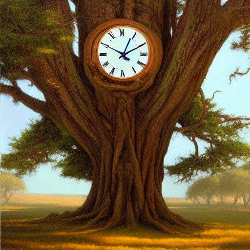 Clock Tree: An Oil Painting Fantasy