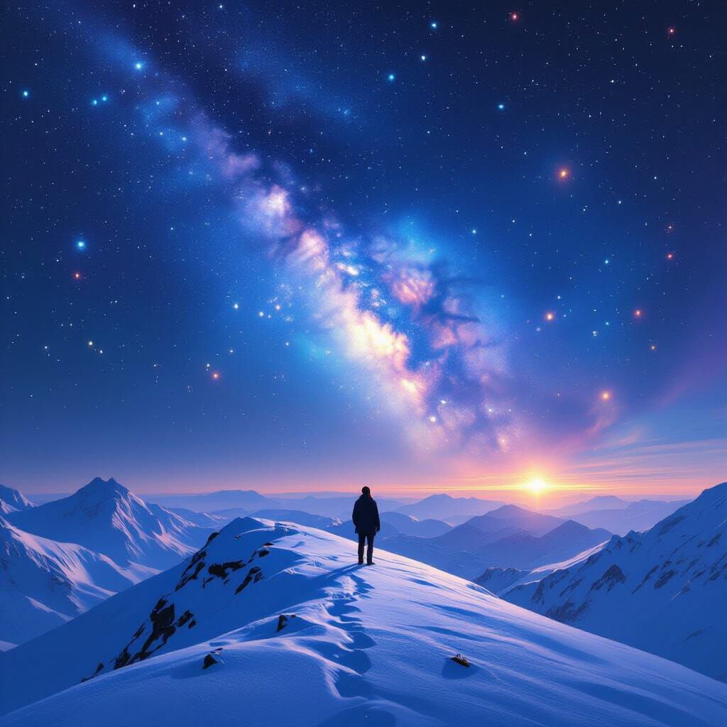 Cosmic Mountain Peak Awe in Digital Matte Painting Style