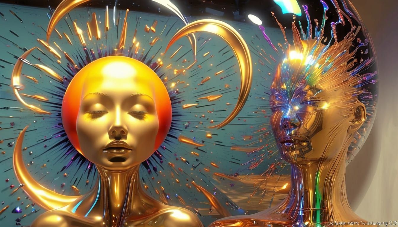 Tommy Danger and Ms Zing are falling into infinitely complex structure made of alien biomechanical nanobits highly refle...