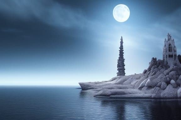 Elven Tower at Night in 3D