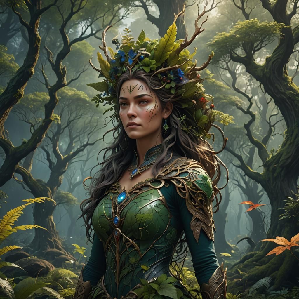 Detailed Forest Woman as Mother Nature