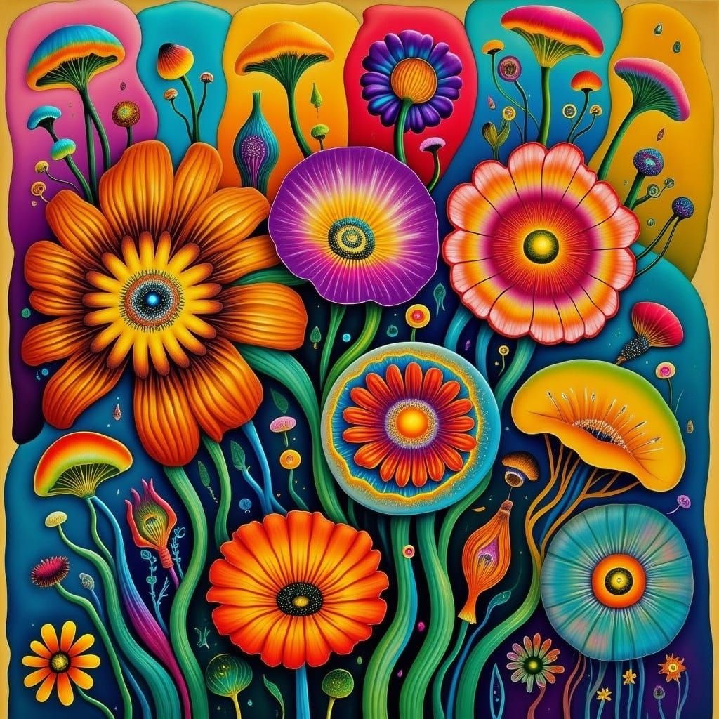 Vibrant Floral Collage in Matisse Style