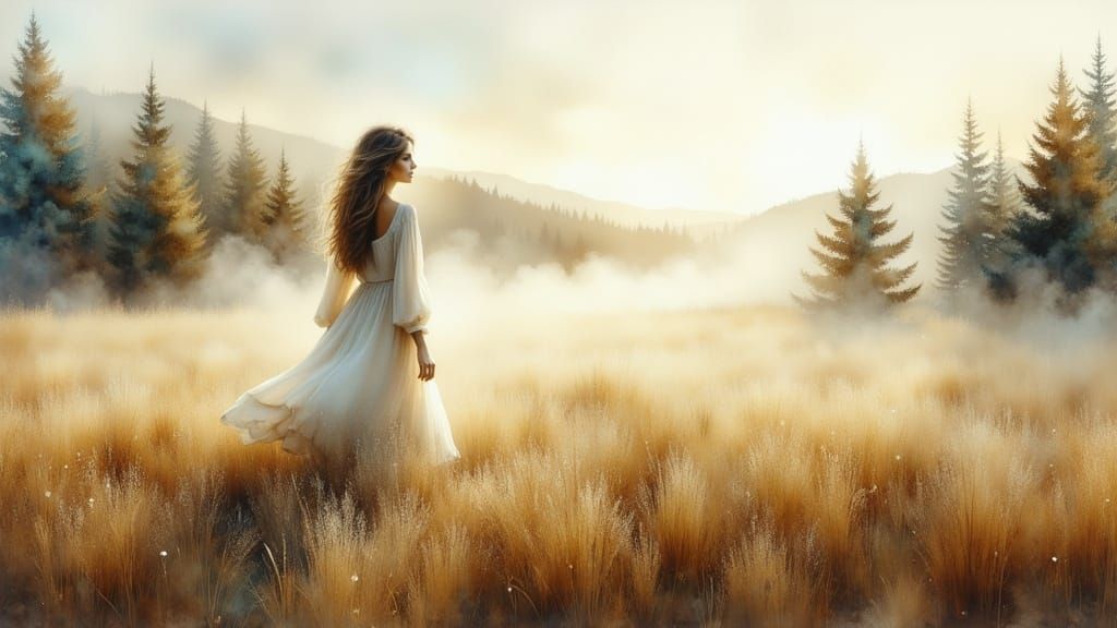 Ethereal Morning in Soft Watercolor