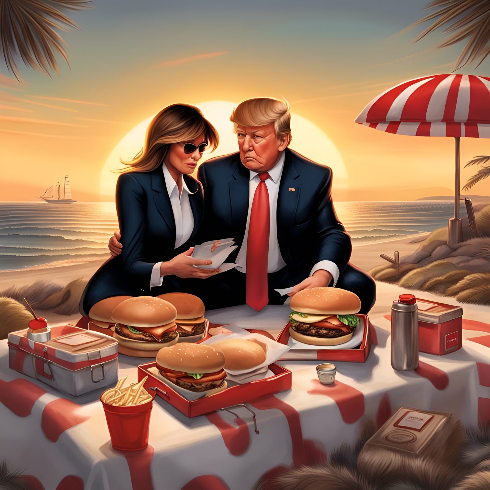 Romantic Seaside Picnic with Donald and Melania Trump