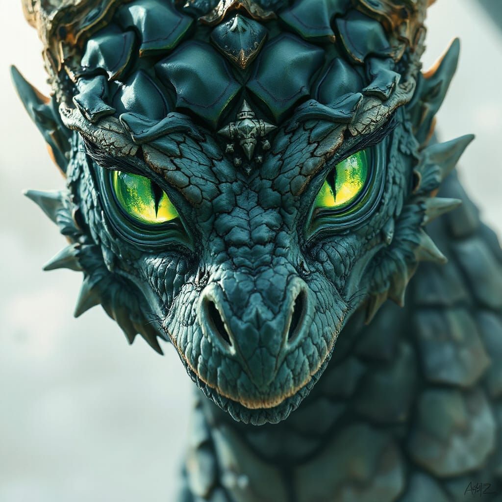 Mystical Dragon with Jade-Green Eyes in Ethereal Watercolor ...