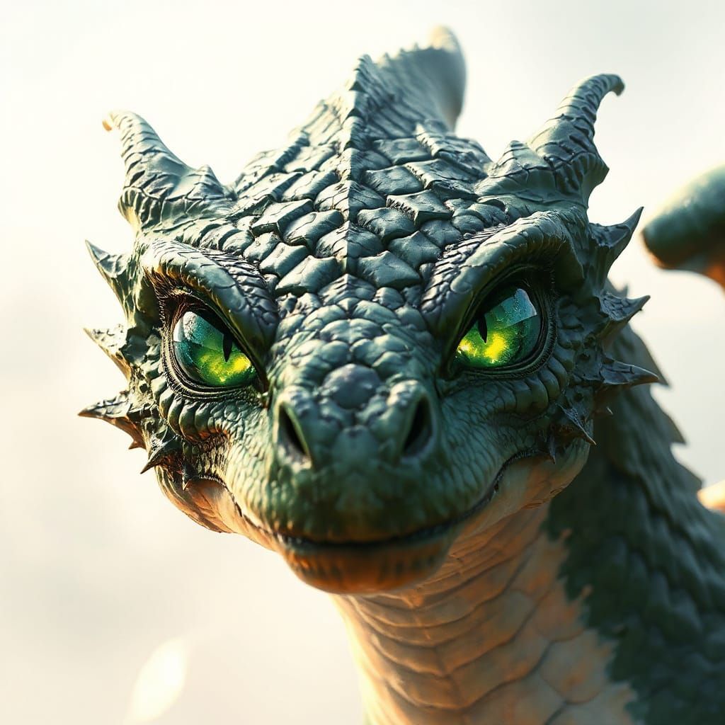 Mystical Dragon with Shining Jade Eyes