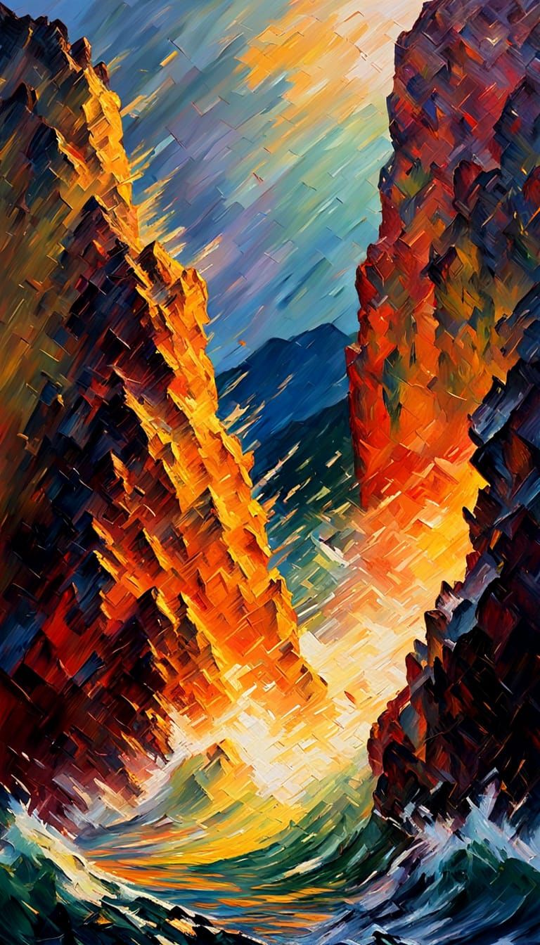 Violent storm and jagged cliffs and amazing light.