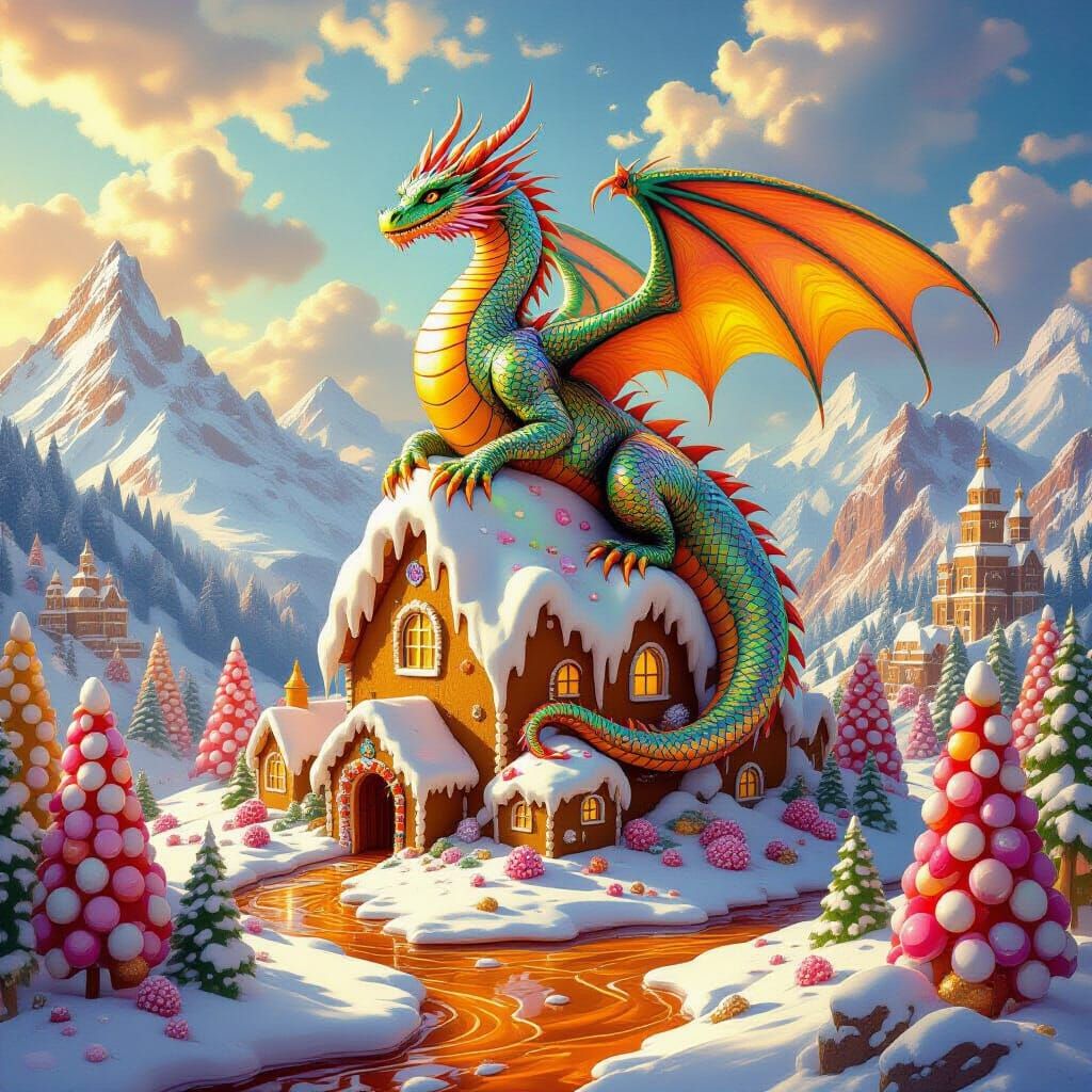 Dragon on Gingerbread Mountain with Caramel River
