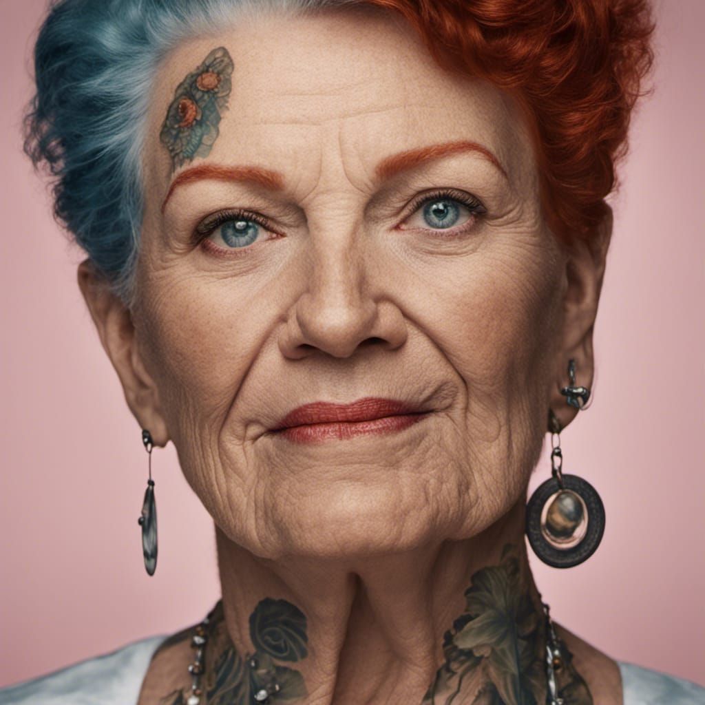 Red-Haired Tattooed Woman: Pin-Up Portrait