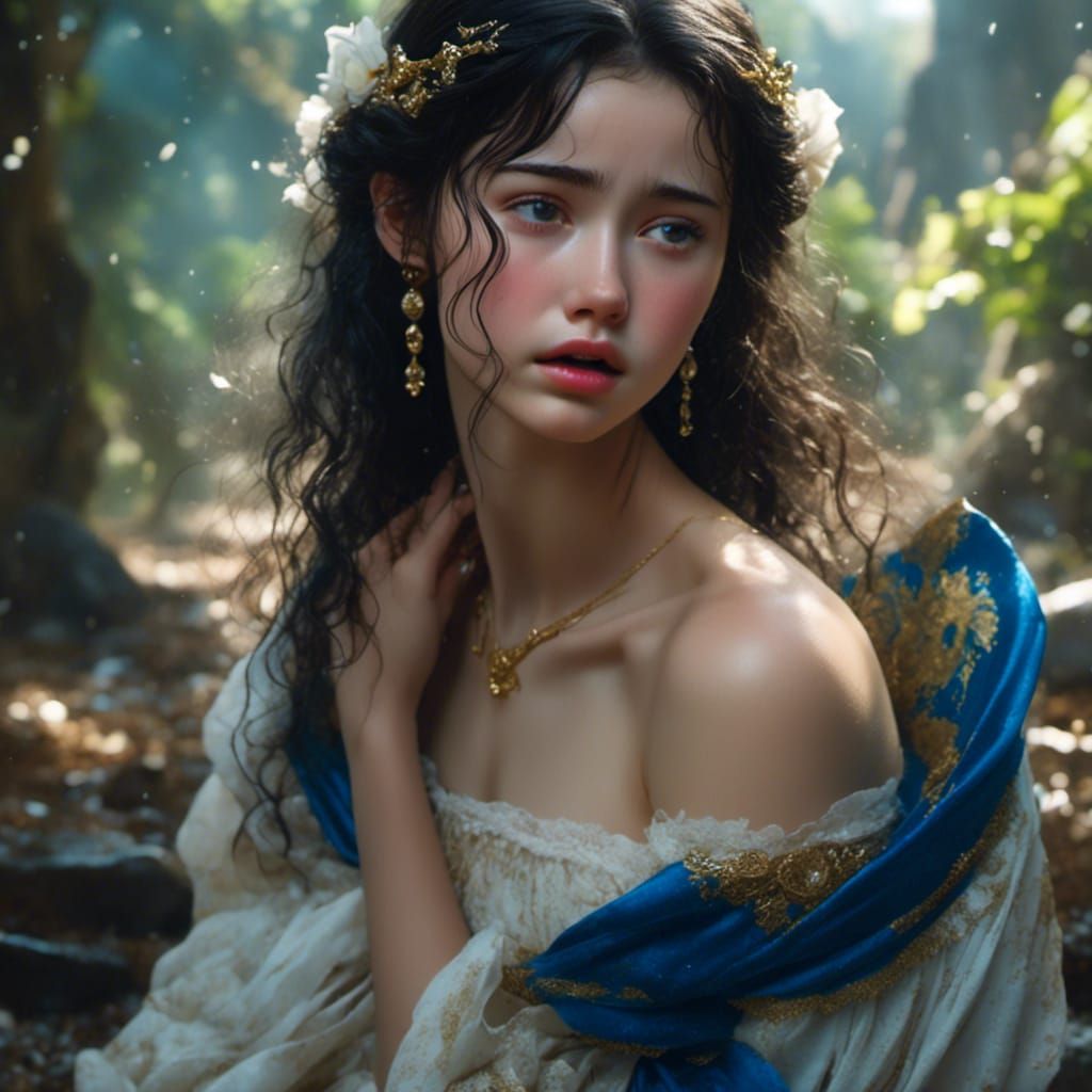 Realistic Portrait of a Crying Girl