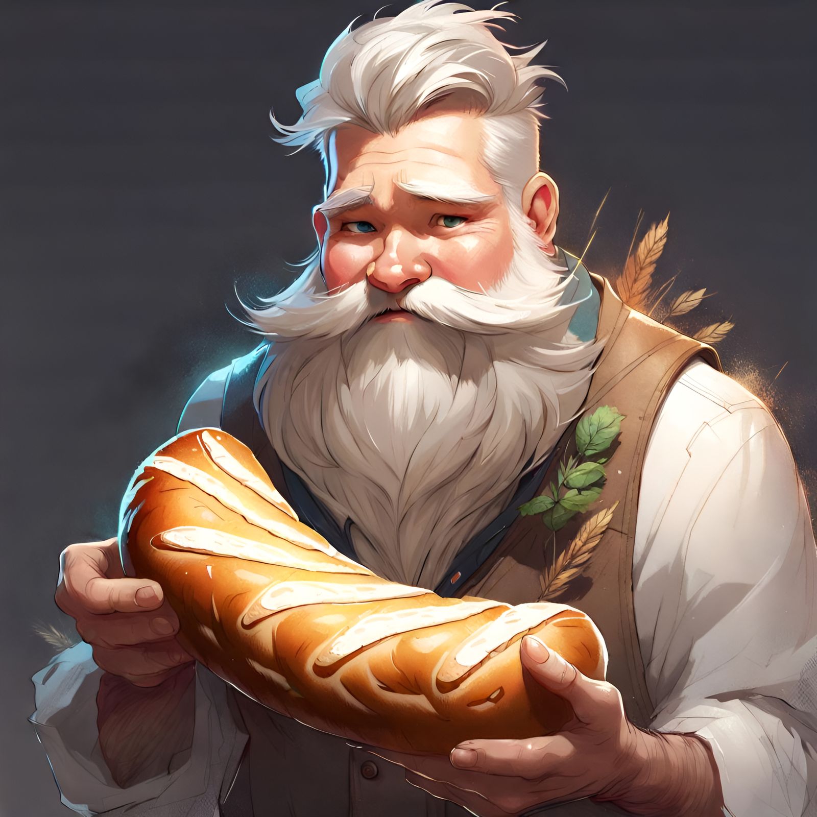 Bearded Bread Loaf Portrait in Digital Art Style