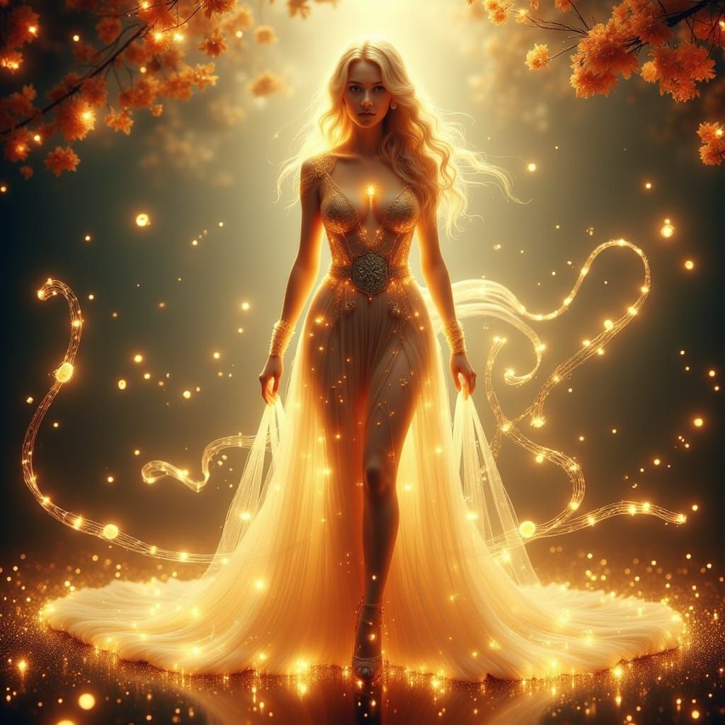 Ethereal Woman Adorned in Soft Radiance