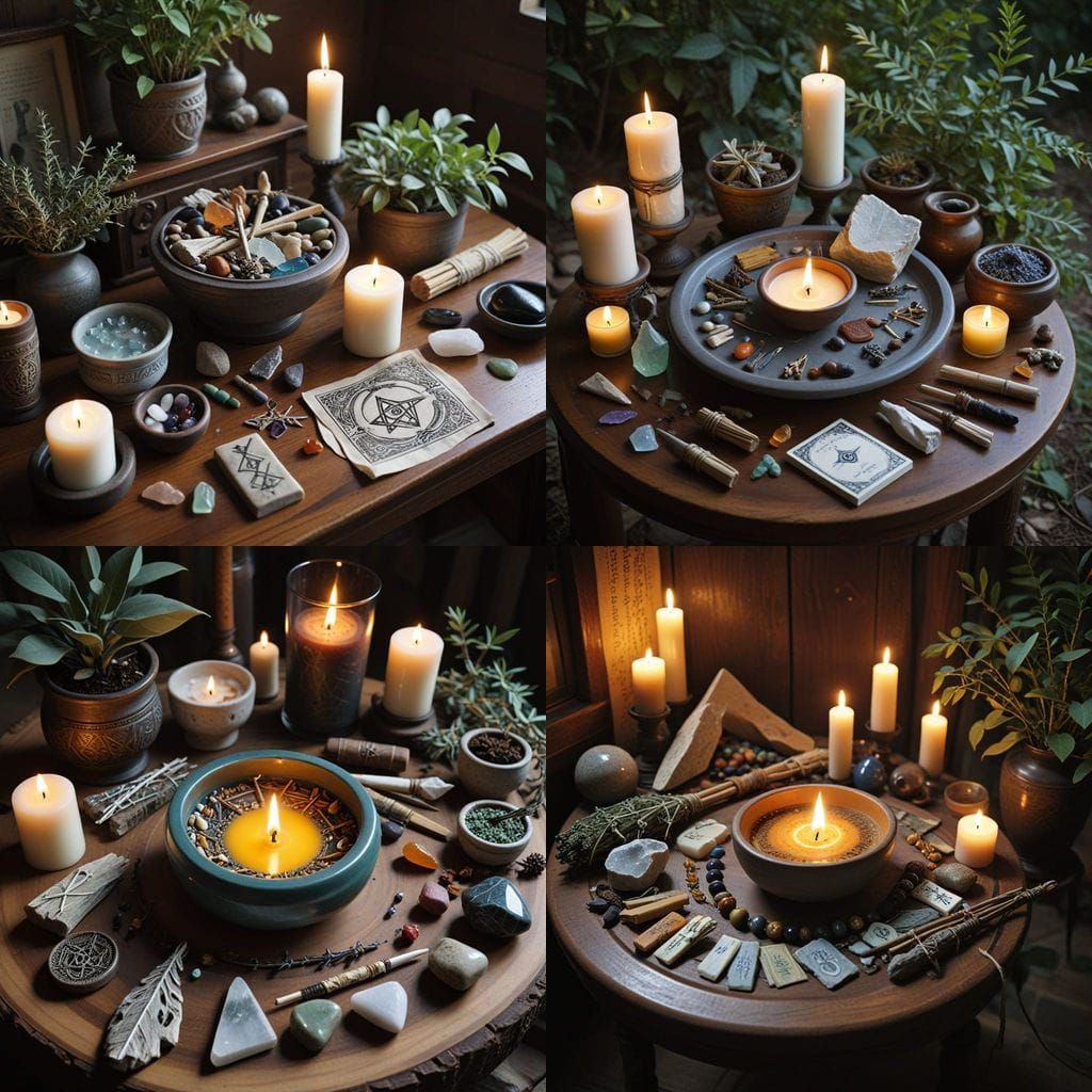 Mystical Hedge Witch Self-Dedication Ritual in a Cyberpunk A...