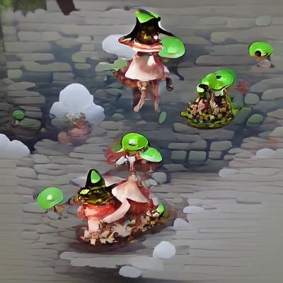 Mushroom Witch Casting a Goblin Transformation Spell