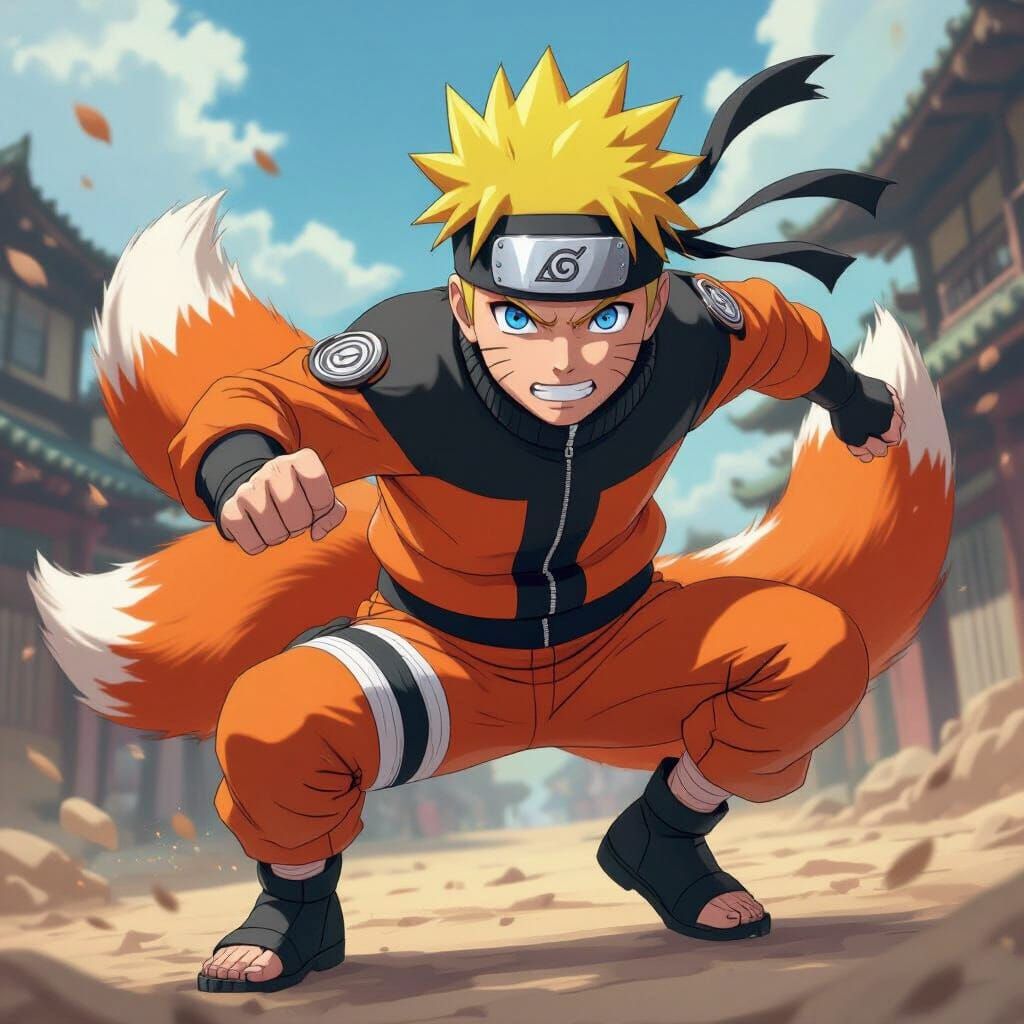 Naruto Uzumaki in Dynamic Ninja Battle Pose