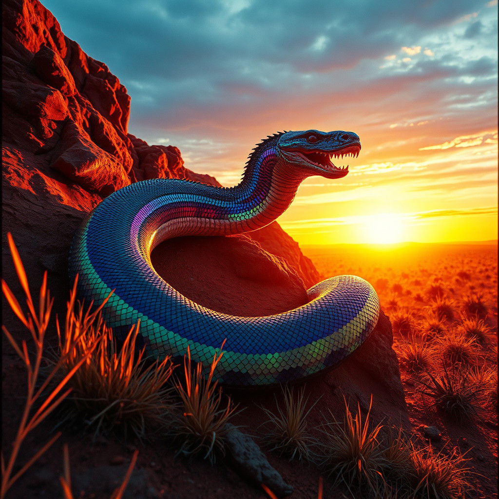 Rainbow Serpent Emerges in Outback Landscape