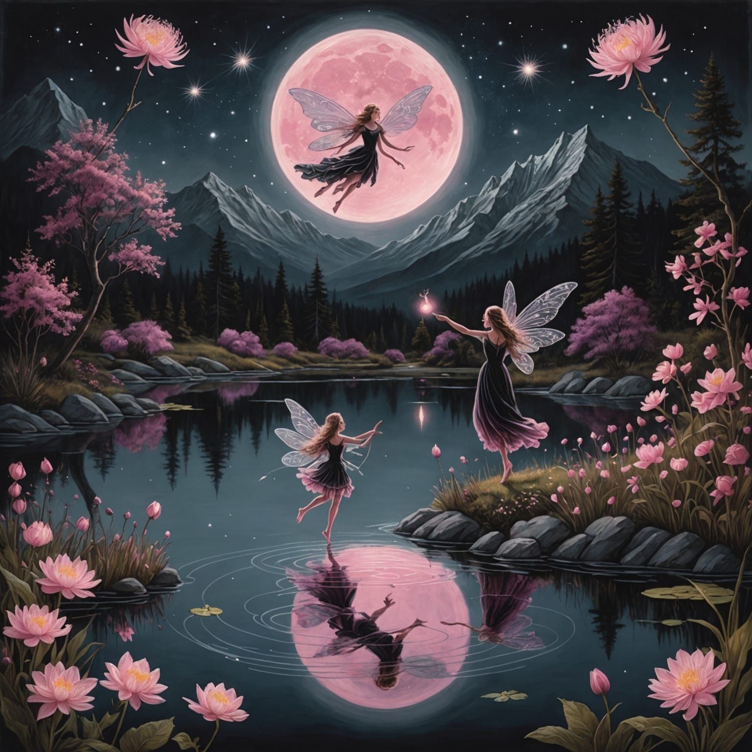 Fairies Casting Spells: A Chalk Art Fantasy