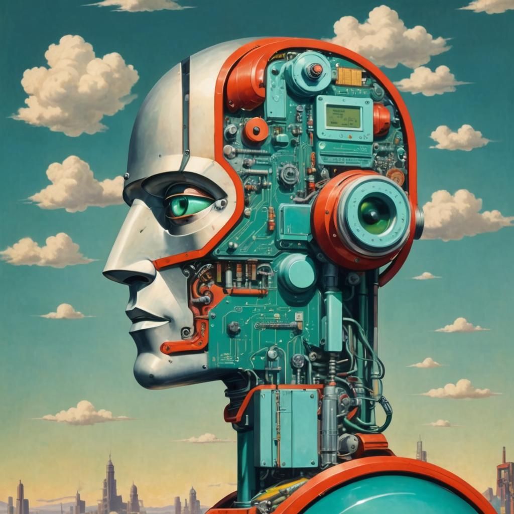 Art Deco Cyborg Robot in 1930s Poster Style