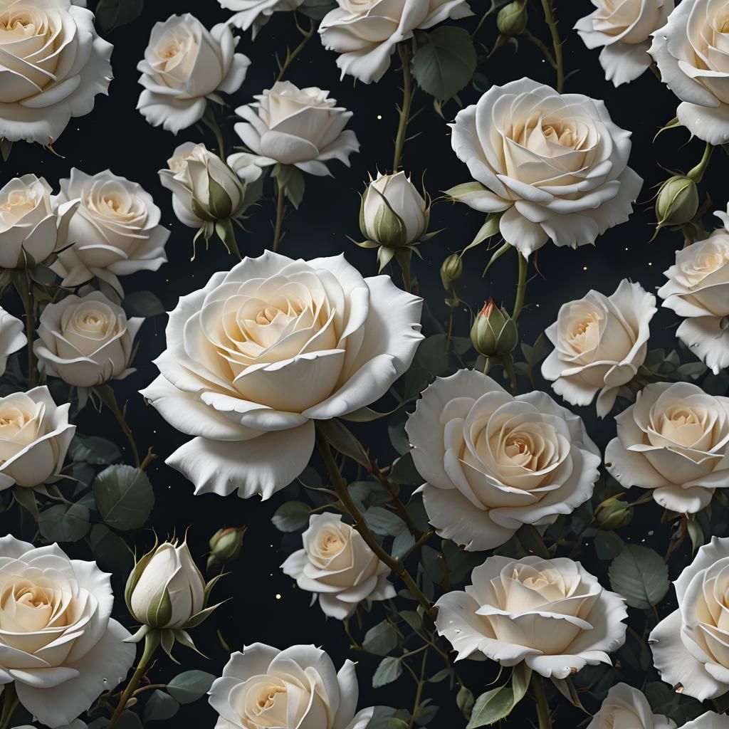 White Rose Petals Falling: Detailed Matte Painting