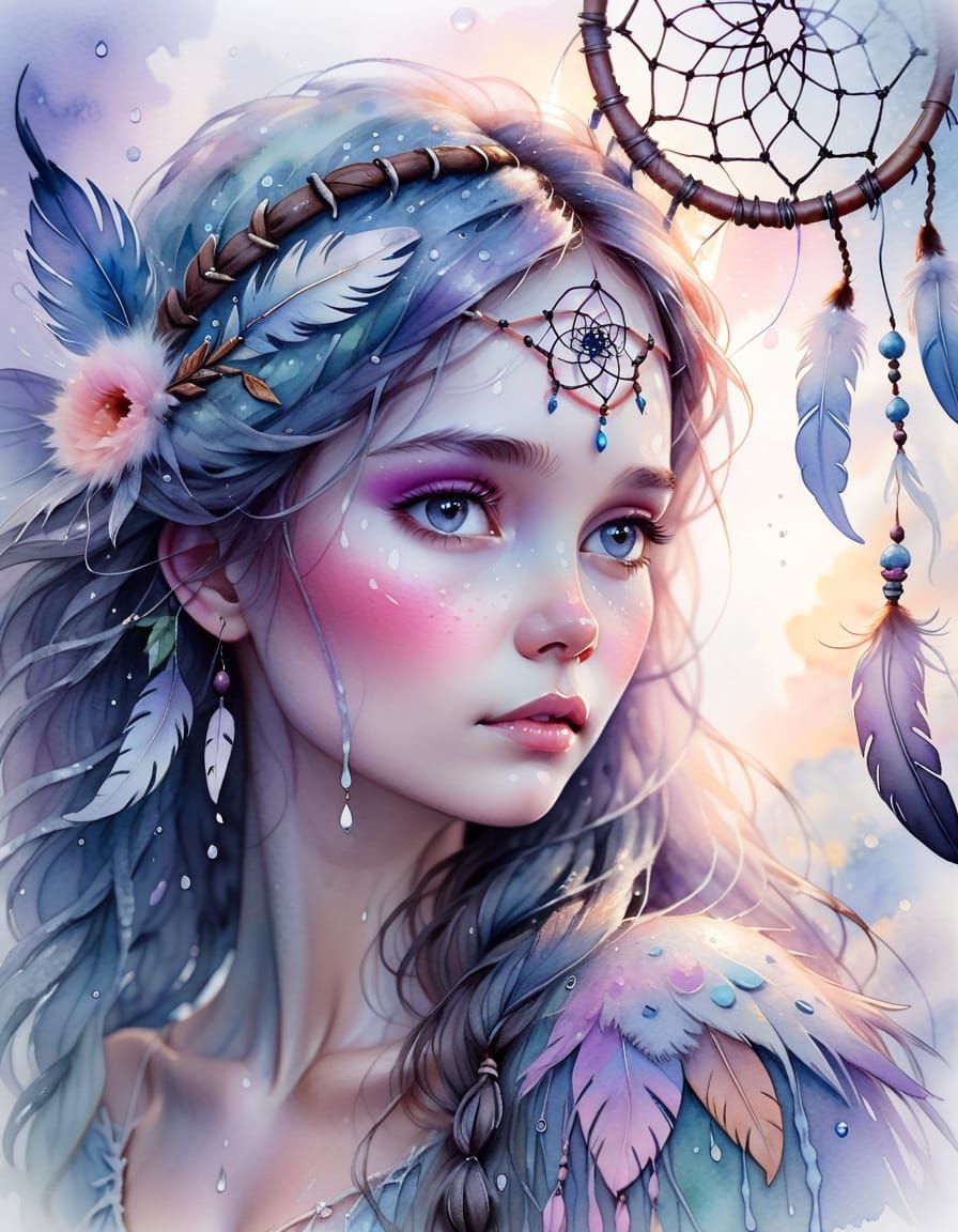 Whimsical Watercolour Fairytale Princess in Ethereal Dawn Li...
