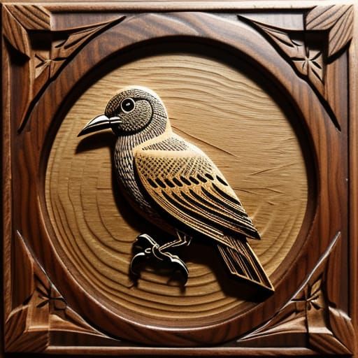 Hand-Carved Wooden Bird Folk Art Abstract