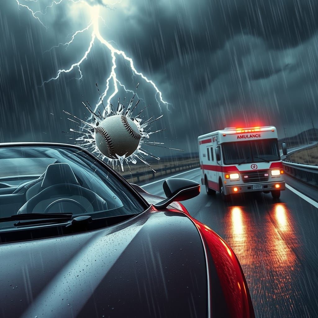 High-Speed Baseball Crash Through Luxury Car Windshield in T...