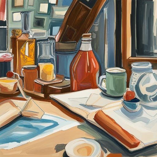 Detailed Gouache Painting