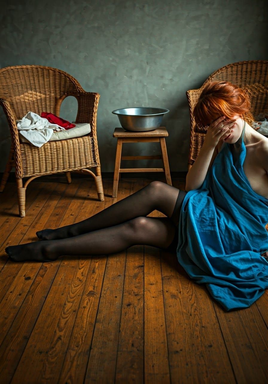 Redheaded Woman in Late 19th-Century Setting, in Impressioni...